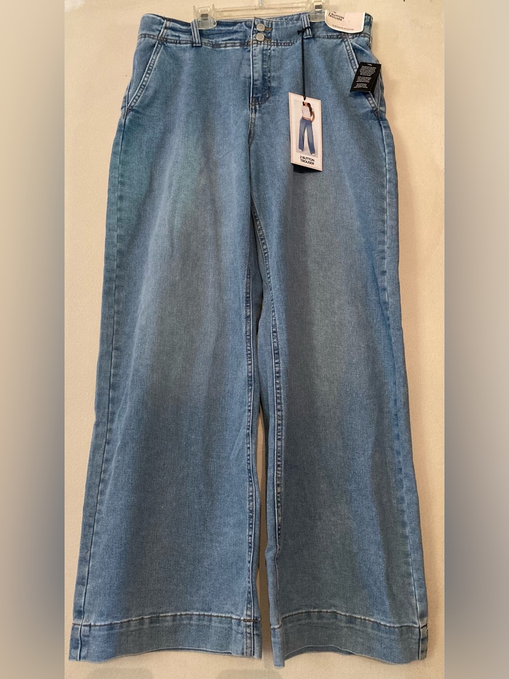 2 Button Wide-Leg Blue Jeans by BCBG Generation